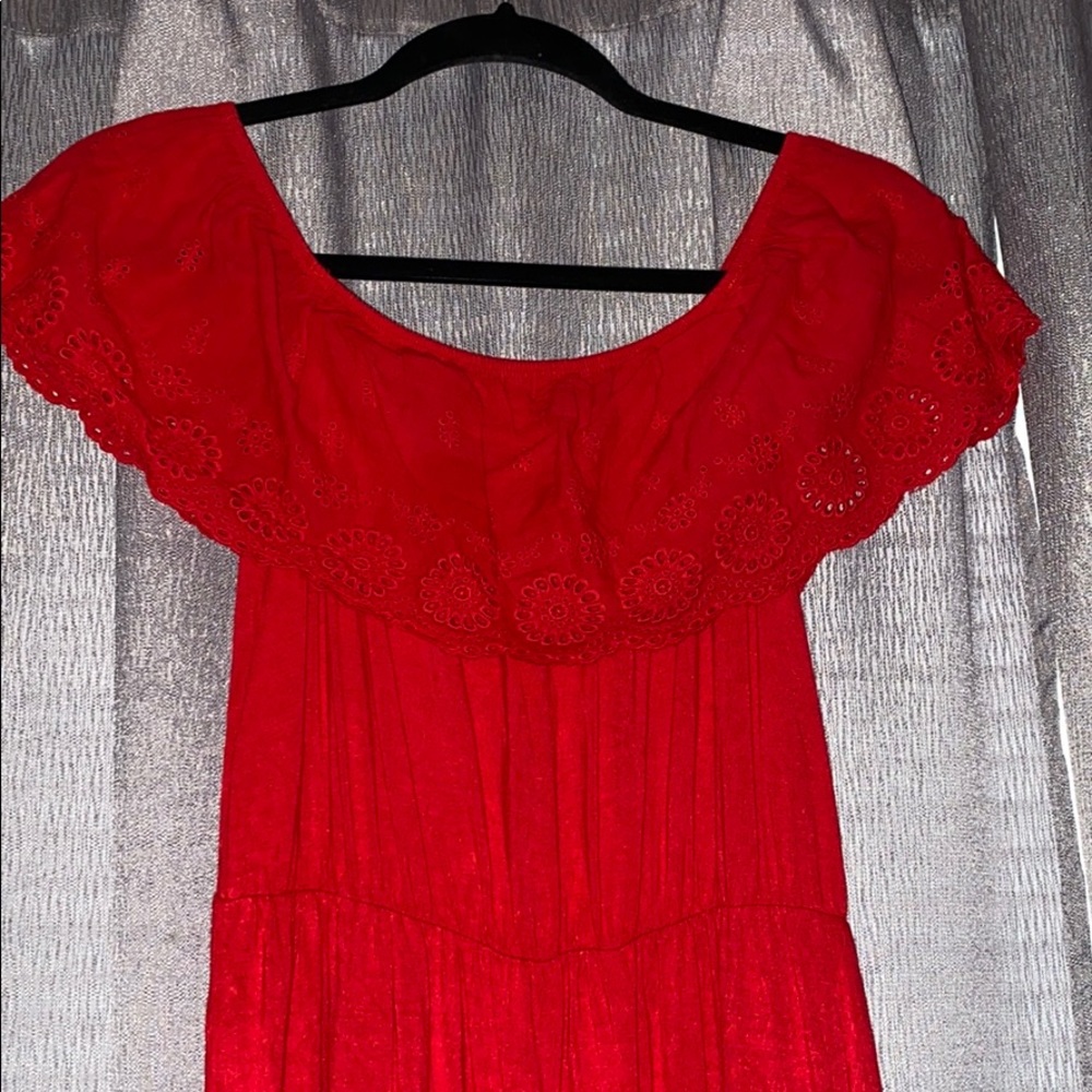 Off Shoulder Ruffle Jersey Dress